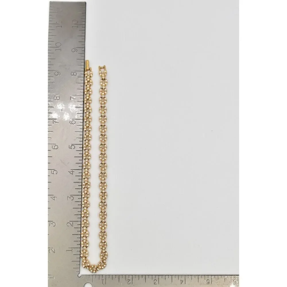 Carre Vintage Crystal Collar Necklace Rhinestone Crystal Gold Tone Signed BinBJ